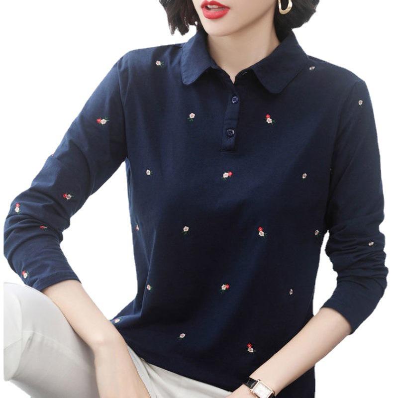 Women's Plus Size Long-Sleeve Polo T-Shirt - Spring 2032 Slimming Base Layer Top