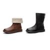 Winter Retro Versatile Leather Snow Boots Women's Korean Version Fashion Velvet Boots Two Wear Casual Black Cotton Shoes