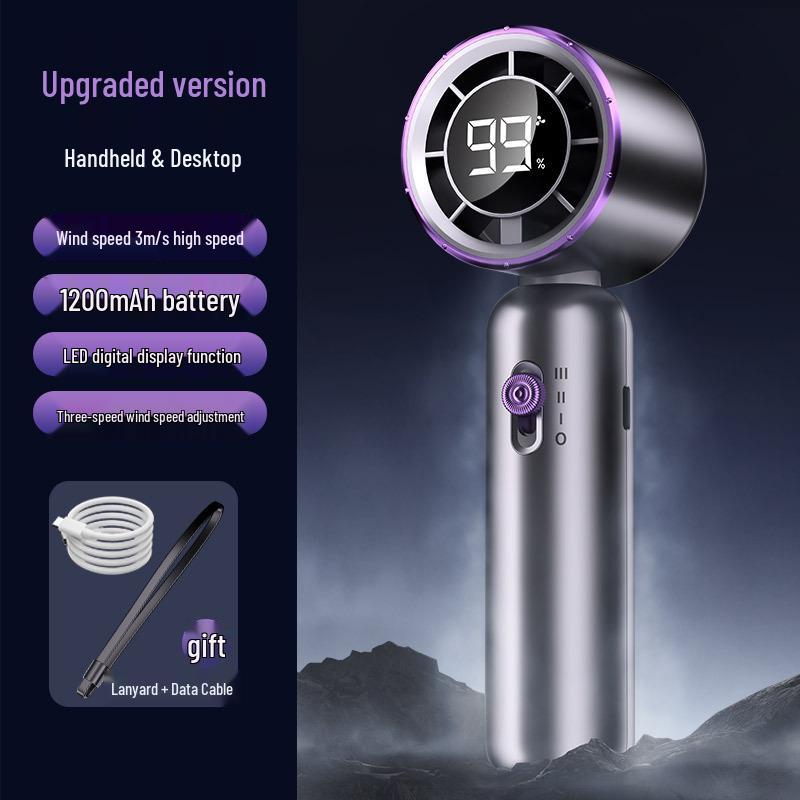 Compact USB Rechargeable Mini Fan with Digital Display