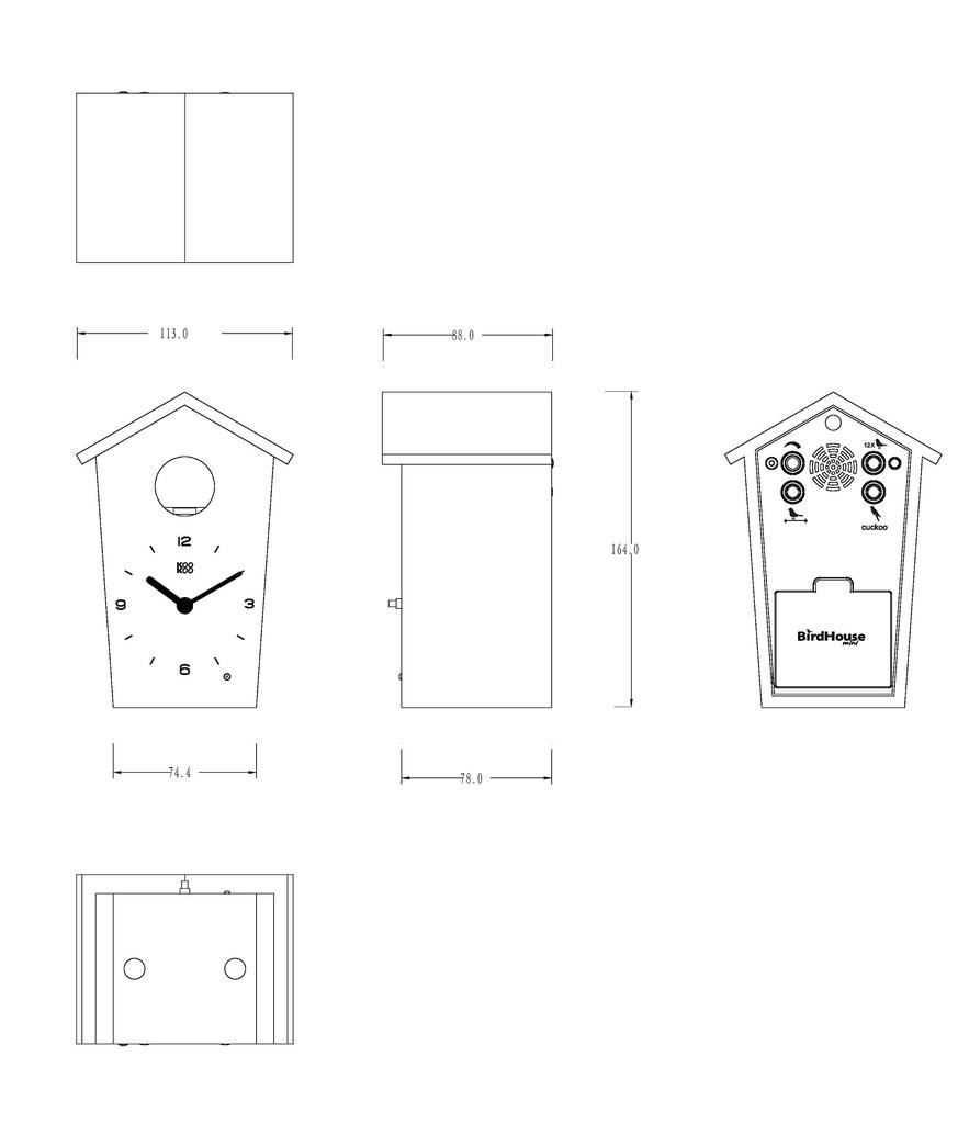 KOOKOO Bird House Black 12 types of bird songs tell the time Pendulum clock Enjoy 12 types of bird songs Wall clock Cuckoo clock Cuckoo clock Wall