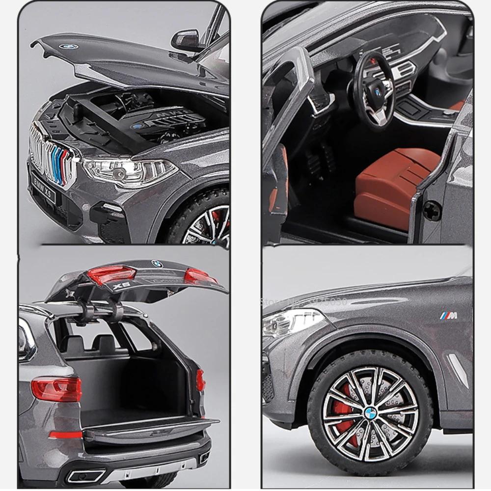 1:24 BMW X5 Models Miniature Cars Toy SUV 6 Doors Opened Vehicles Rubber Tires with Sound Light Car Children's Educational Toys