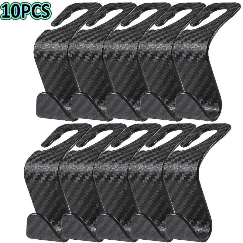 10PCS Hooks Auto Seat Headrest Hook Car Storage Hanger Back Carbon Hook Vehicle Seat Organizer Holder Auto Accessories Interior
