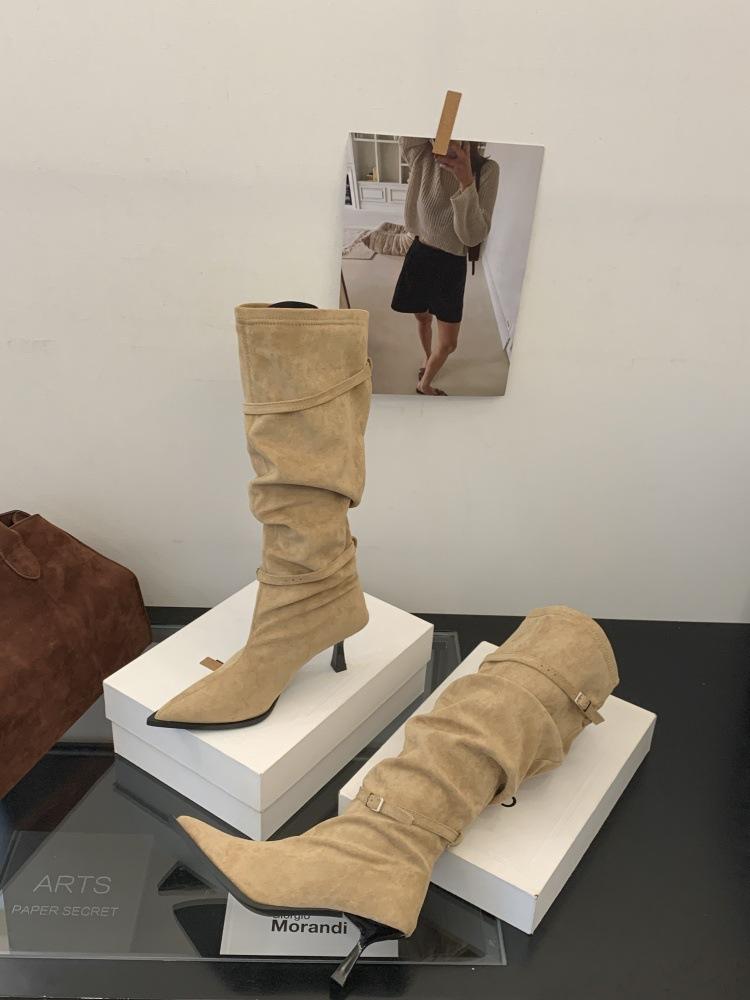 2025 Autumn and Winter French Boots Stilettos Winter with Coat High Boots Maillard Boots