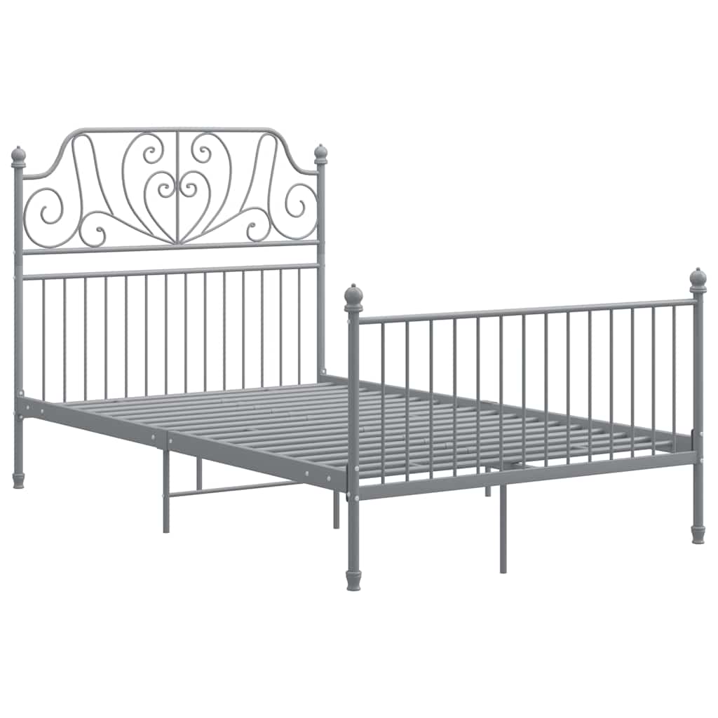 Vidaxl Bed Frame, Grey, Metal, 120 X 200 Cm