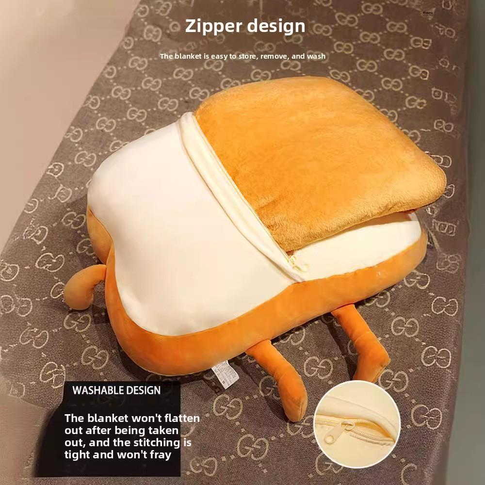 Toast Plush Pillow Blanket Duo For Office Napping And Relaxation