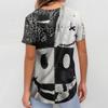 Women's Fashion Short Sleeve Halloween Print V-Neck Pocket Workwear Tops