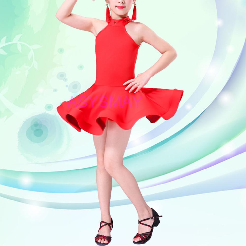 Šaty na latinskoamerické tance pro dívky soutěžní společenské tance salsa samba cha cha tango bez rukávů áčková linie tréninkový kostým děti dítě