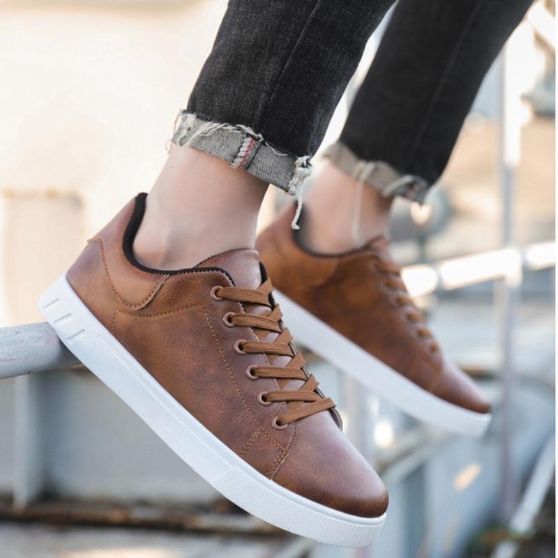 Fashion Sneakers for Men Fashion Outdoor Casual Shoes Lace Up Vulcanize Shoes Light PU Leather Casual Shoes for Men Big Size48 Tenis2025
