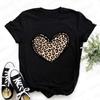 Fashion Unisex Tshirts Leopard Love Heart Print Tops Short Sleeve Clothing Ladies Harajuku Valentines Day Female Clothing