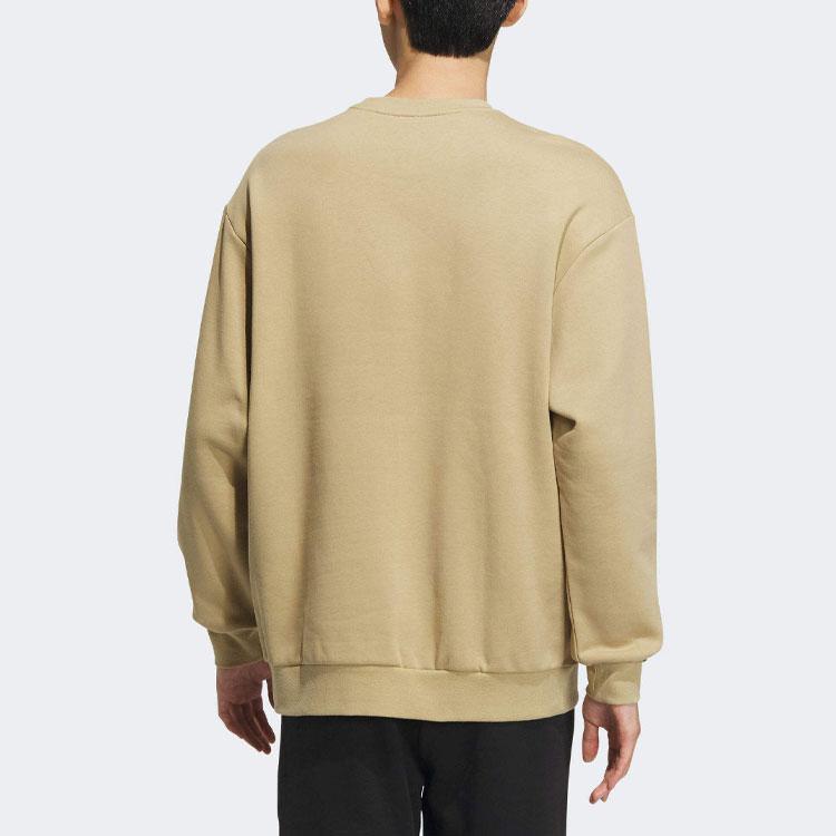 Adidas Sport Performance Solid Logo Round Neck Long Sleeve Sweatshirt Unisex Sweatshirt Beige IV7601