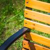Wooden garden bench, cemetery bench, metal park bench with backrest, large