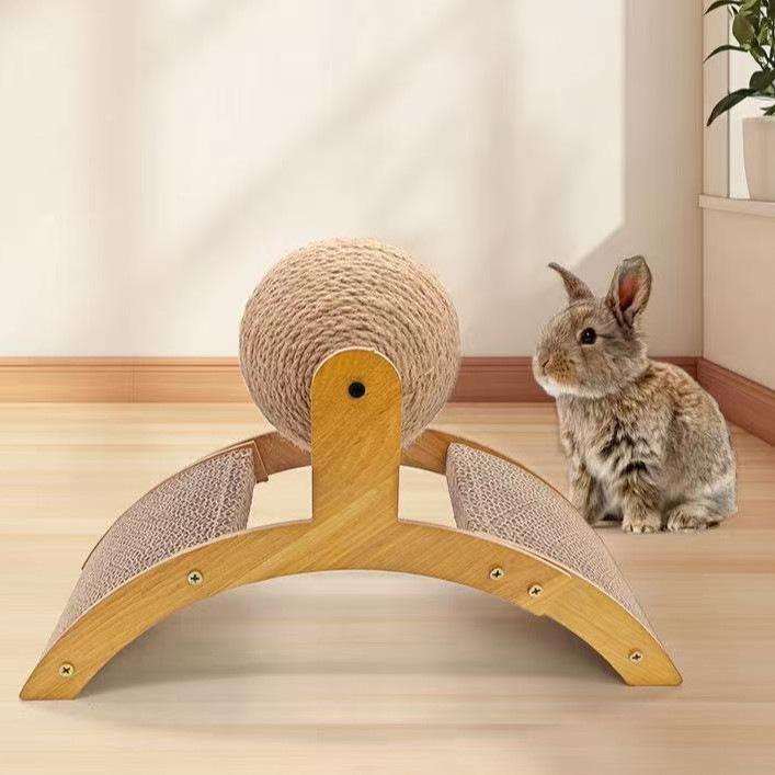 Wooden Ferris Wheel Rotating Cat Scratching Board & Nail File - Durable, Multi-functional Toy for Cats