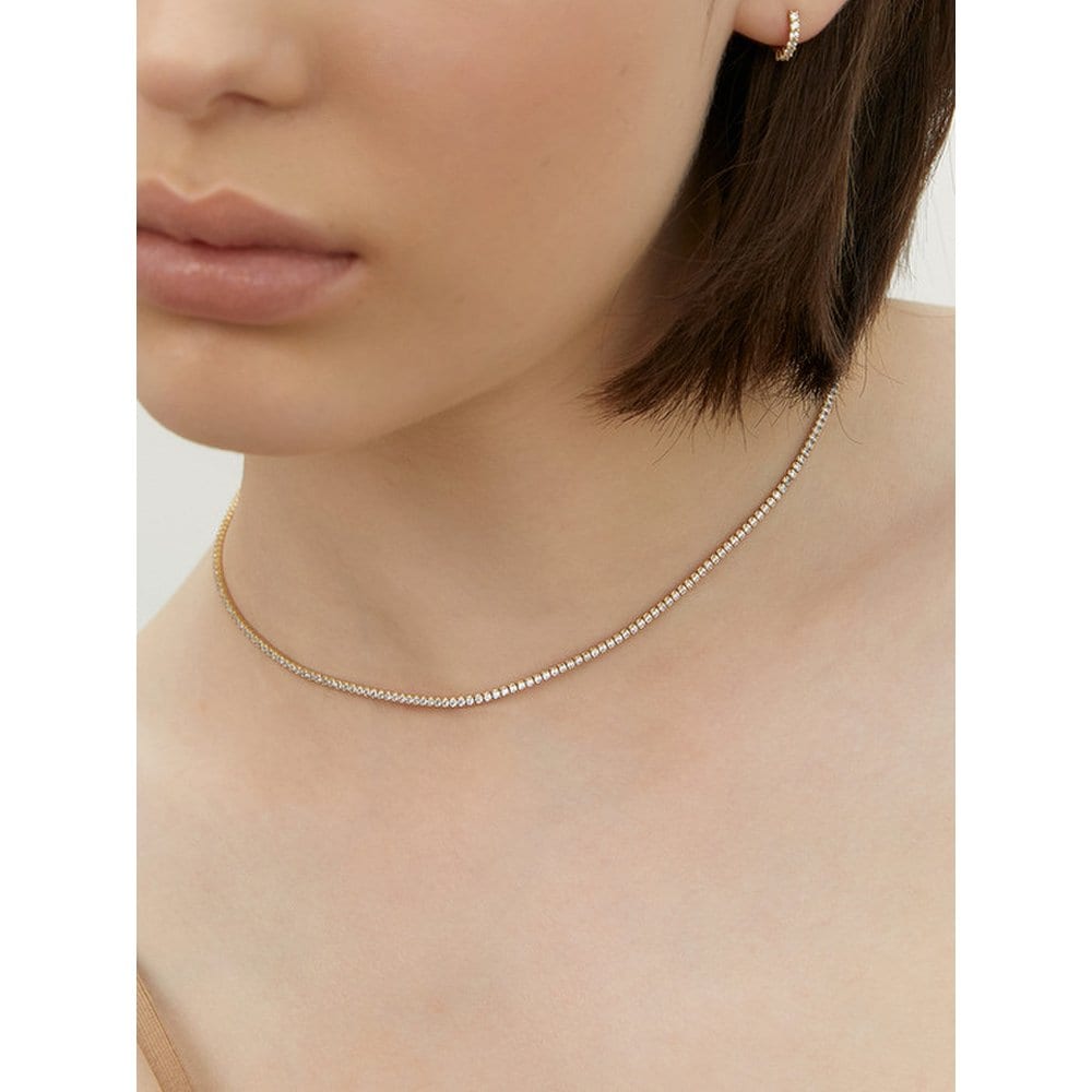Silver 925 Brilliant Slim Tennis Necklace Lsn56