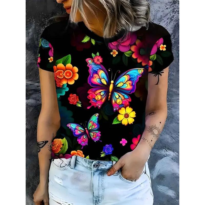 

Summer Flower Floral 3D Print Women s T-Shirts Casual O-Neck T Shirt Y2k Harajuku Tops Short Sleeve Street Tees Female Clothing XL