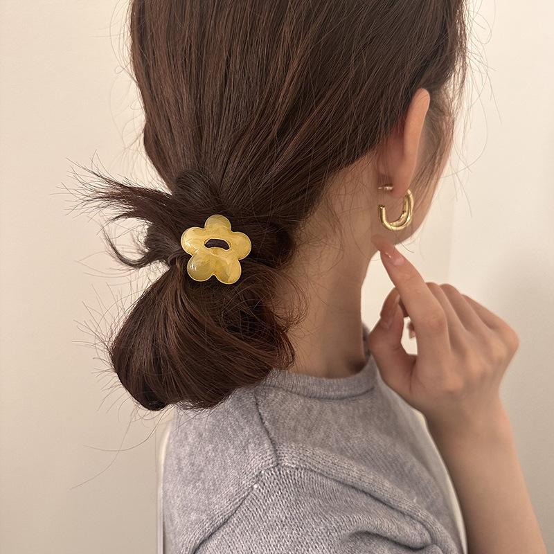 Textured Ink-wash Texture Acrylic Flower Hair Band, Fashionable Beaded Hair Tie, Ponytail Tie, Hair Band and Hair Tie