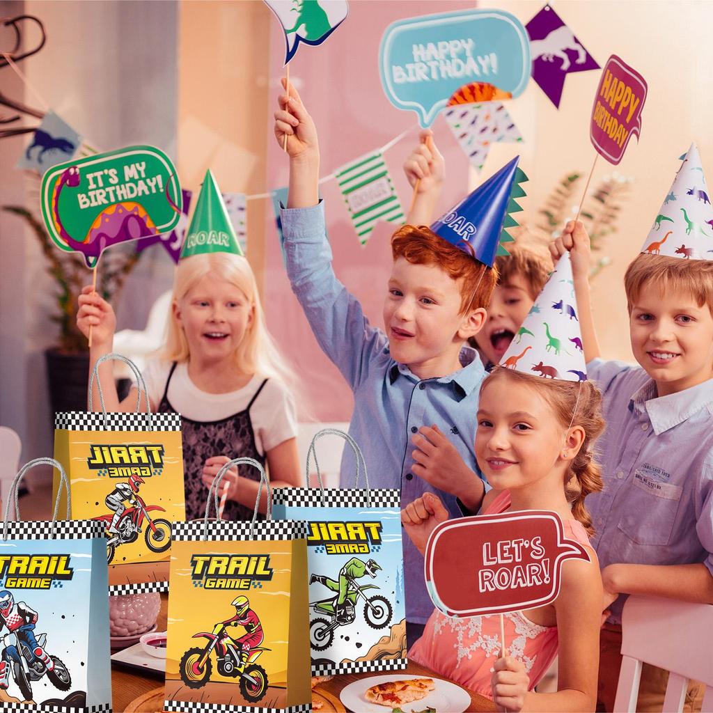 Motorcycle Party Gift Bags, 24 Pcs Dirt Bike Party Bags Set Motocross Themed Party Favor Bags Party Gift Treat Bags for Birthday Party Decorations