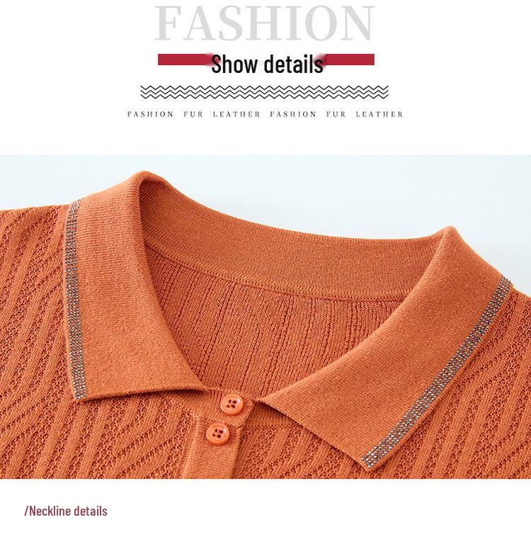 2026 Spring Arrival: Versatile Knit Sweater with Lapel for Middle-Aged and Elderly Women