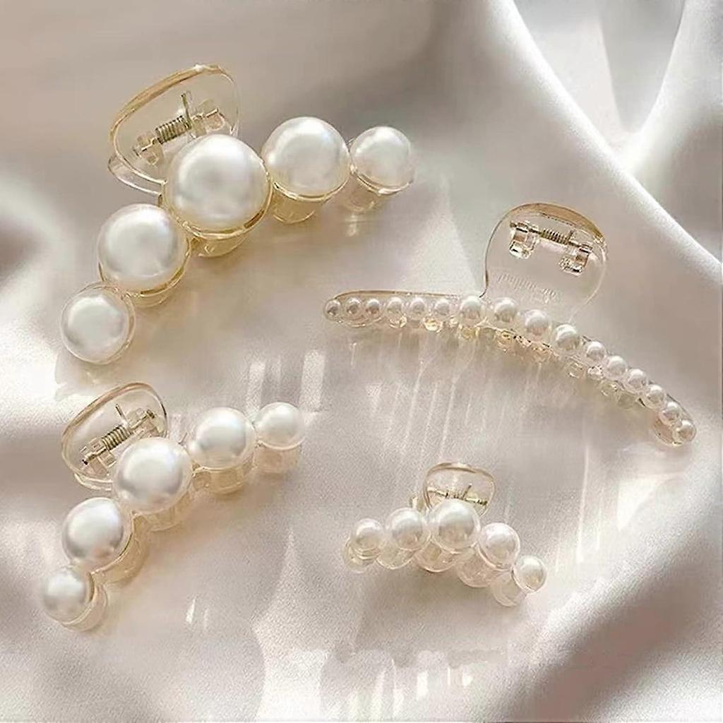Pinza per Capelli a Perla, Fermagli per Capelli Styling con Presa Forte, Pinze a Mascella per Capelli Grandi, Fermagli per Capelli Antiscivolo, Regalo di Compleanno(4 pacchi)