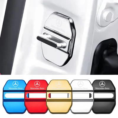 4 adet Araba Styling Araba Kapı Kilidi Kapakları yapışkan Kılıf Mercedes Benz Yeni B/C/E Sınıfı A Sınıfı C200L GLC GLK CLA GLA Aksesuarları İçin