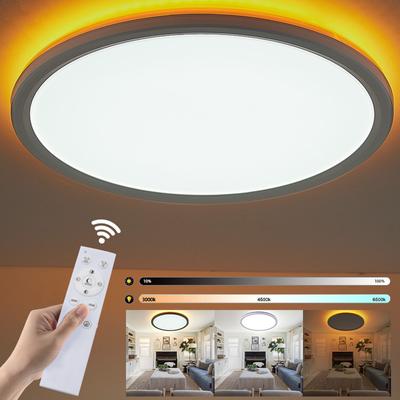 Ultra İnce Led Tavan Lambası Arka Işık Amber Gece Lambası Oturma Odası Yatak Odası Basit Üç Renkli Uzaktan Kumandalı Kısılabilir