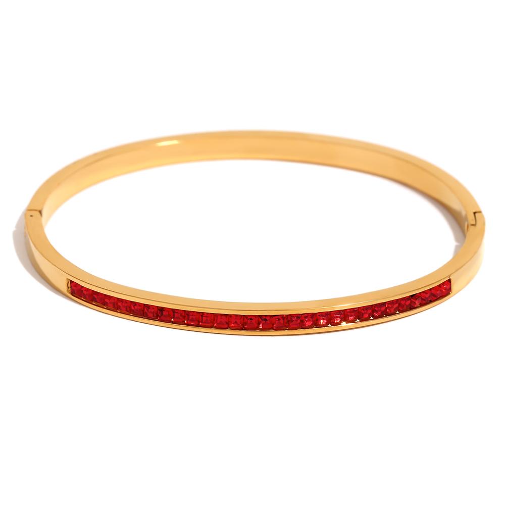 MamacitaSlay 316L Stainless Steel Zircon Bangle 18K Gold Plated Waterproof Jewelry For Women Minimalist Stackable Bracelet Gift