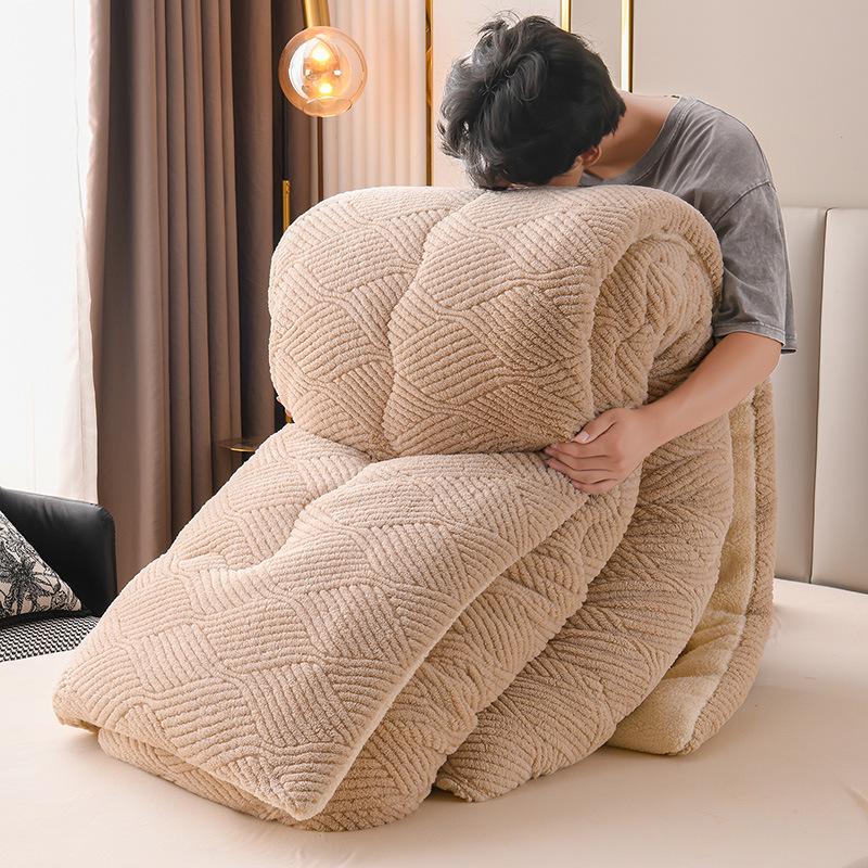 

2025 Новое Толстое Двустороннее Флисовое Одеяло-Наполнитель - Теплое Постельное Белье из Молочного Бархата для Осени/Зимы 150x200cm 5 pounds