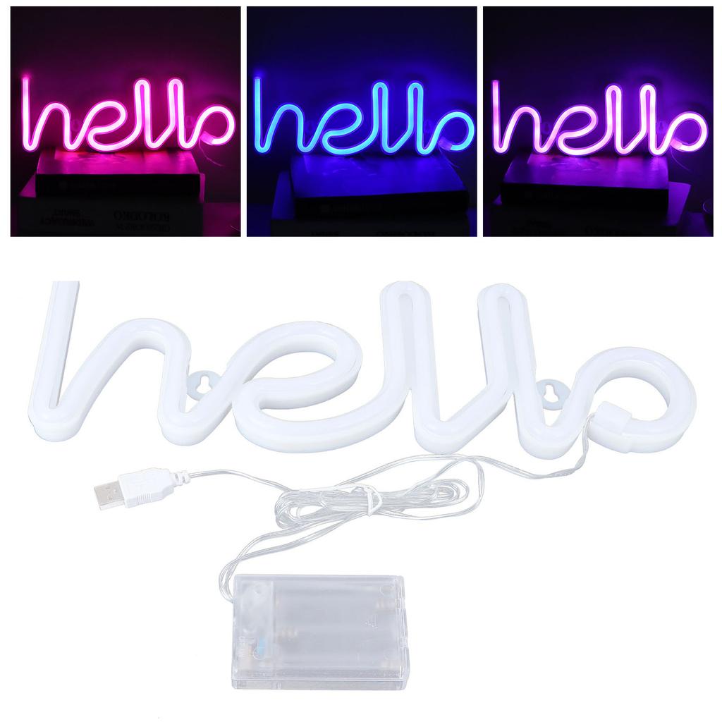 LED Neonschild Hallo Buchstaben Neonlicht Wanddeko für Hochzeitsfeier USB/Batteriebetrieben