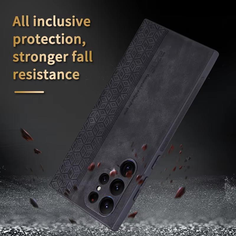 Luxurious Business Style Leather Phone Case for Samsung Galaxy S25 S24 S23 S22 S21 S20 Ultra Plus FE Shockproof Soft Matte protect Cover