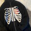 Y2K Gothic Women Oversized Hoodie Skull Print Street Fashion Loose Zipper Sweatshirt Hip Hop Harajuku Trend
