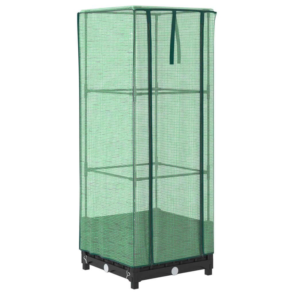Vidaxl Raised Planter with Greenhouse, Rattan Look, 40X40X123 Cm