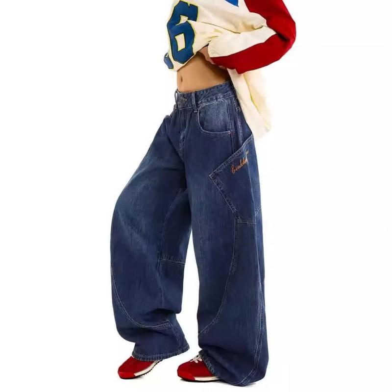 Mens American Vintage High Street Slim Bootcut Jeans Trendy Vibe Loose Wide Leg Denim Pants