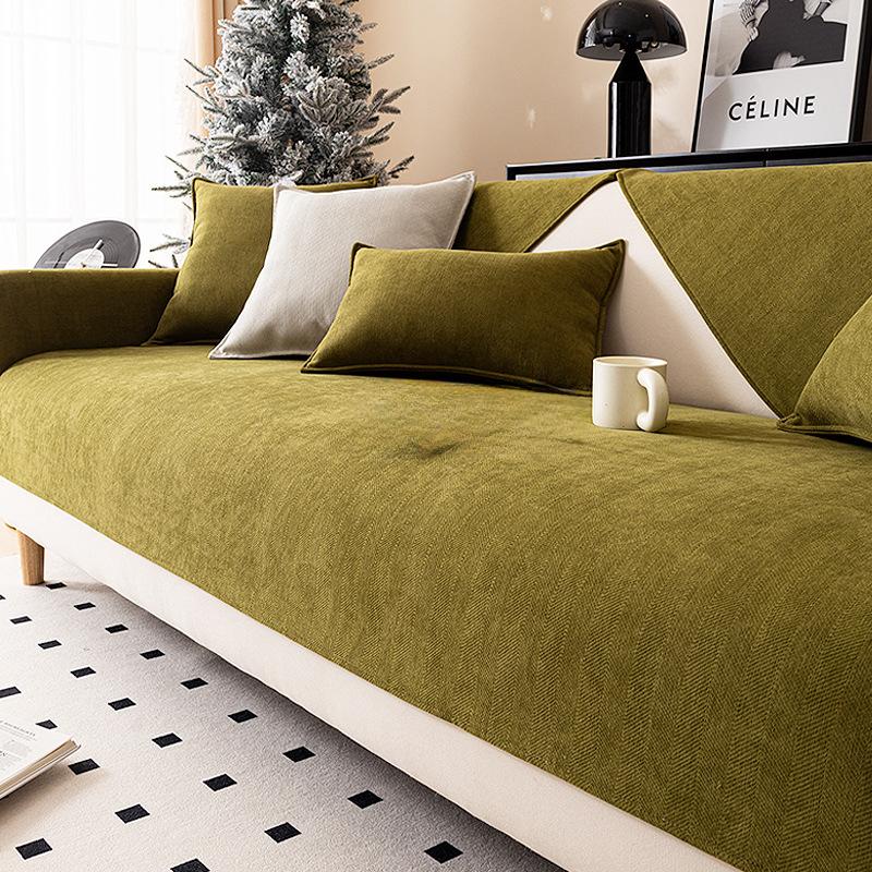 

Универсальная диванная подушка Four Seasons, полосатая синель в елочку, современный минималистичный чехол для дивана, нескользящая однотонная подушка 70*70cm