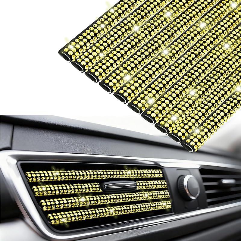 NBTEPEM Bling Car Air Conditioner Decoration Strip for Vent Outlet, 10 PCS Universal Rhinestone Car Vent Outlet Trim Decorations, Bling Interior