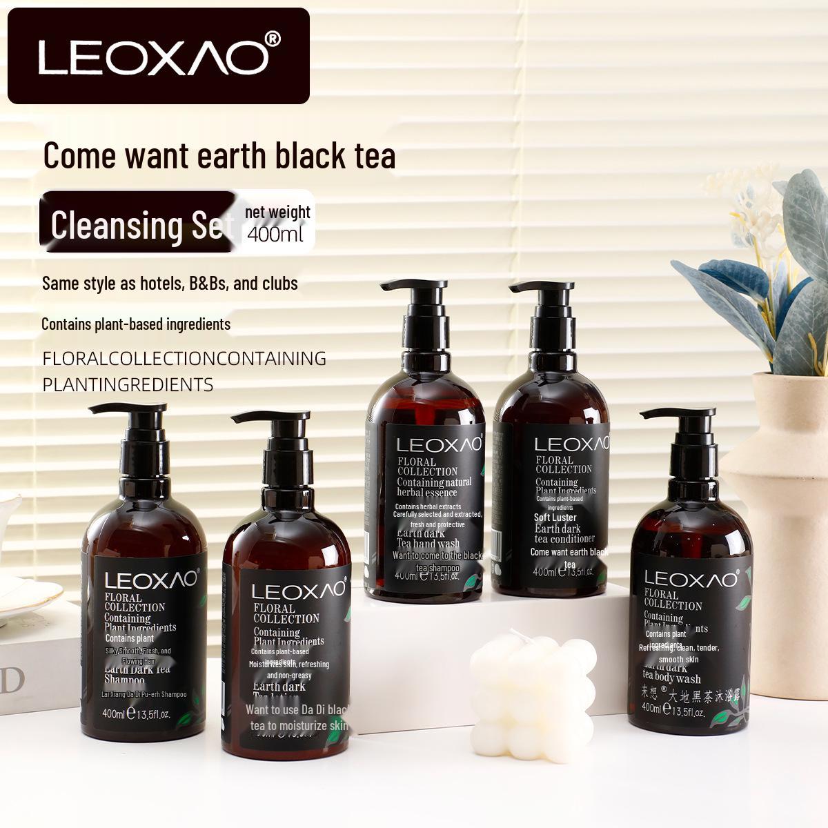 UK LEOXAO Laixiang Dadi Black Tea 400ml: Shampoo, Shower Gel, Conditioner & Hand Sanitizer - Hotel Collection шампунь
