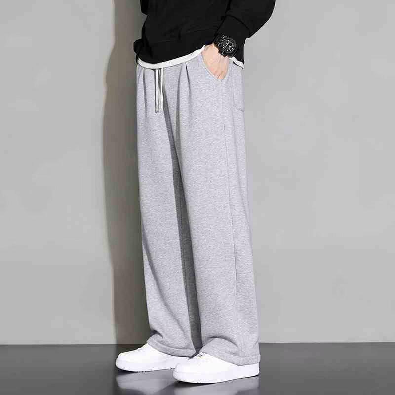 Men's Plus Size Corduroy Wide-Leg Pants, Loose Fit, Casual Streetwear for Spring & Autumn