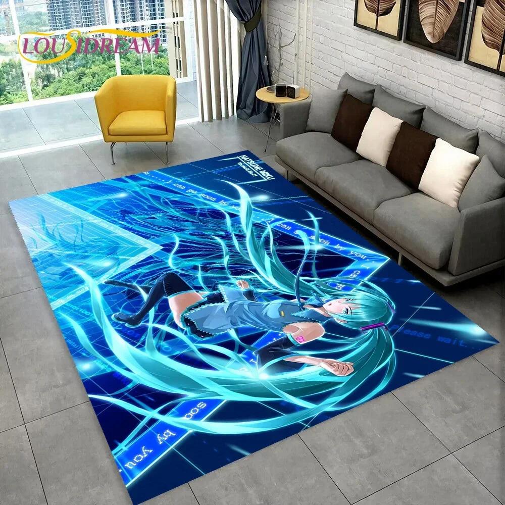 Japan Music Cartoon Characters Miku Carpet Rug for Home Living Room Bedroom Sofa Doormat Decor,kids Area Rug Non-slip Floor Mat
