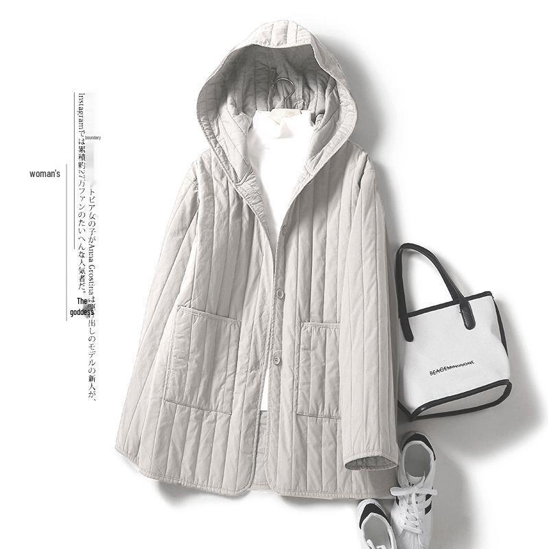 Italienische Damen Europäischer Stil Gerippte Kapuzen-Daunenjacke - Modische High-End Baumwoll-Oberbekleidung