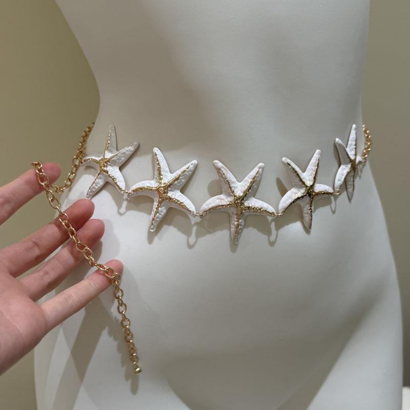 Ethnic Style Wax Rope Wood Bead Acrylic Woven Oval Waist Chain Temperament Belt Versatile Waist Jewelry
