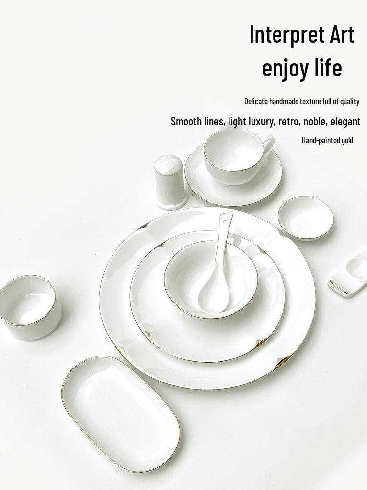 Luxurious Gold Rimmed Bone China Table Setting for Upscale Hotels and Private Clubs