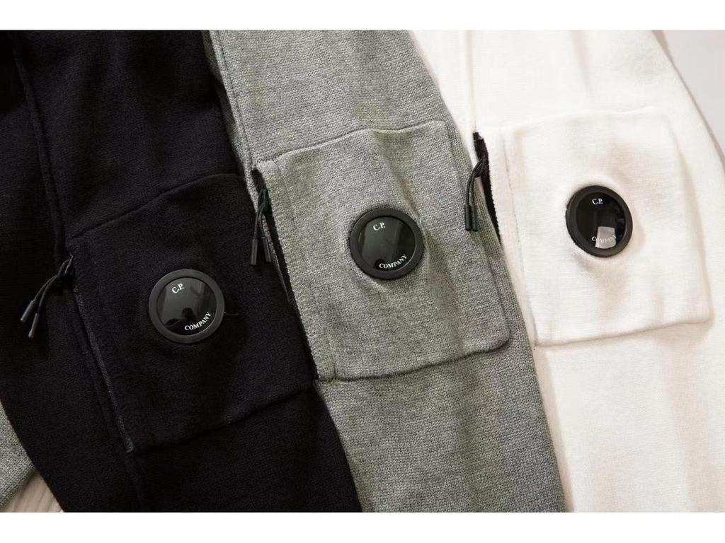 CP COMPANY A/W Styl dla Par Z mikrosoczewkami Okrągły dekolt Jednolity kolor Półzamek Dzianina