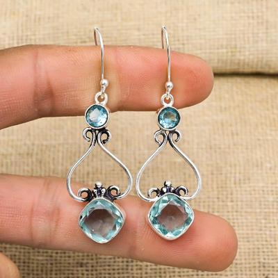 Aqua Apatiet Oorbellen, 925 Massief Sterling Zilveren Oorbellen Handgemaakte Edelsteen Sieraden, Cadeaus Voor Vrouw Gloednieuwe Oorbellen