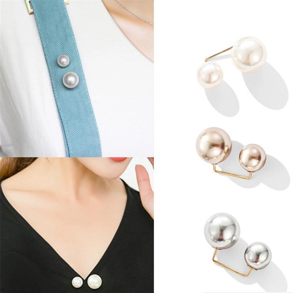 Conijiwadi Brosche Legierung Perle Anstecknadel Frau Kragen Sicherheitsnadel Kleidung Brosche Clip Dekoration Schmuck, Beige