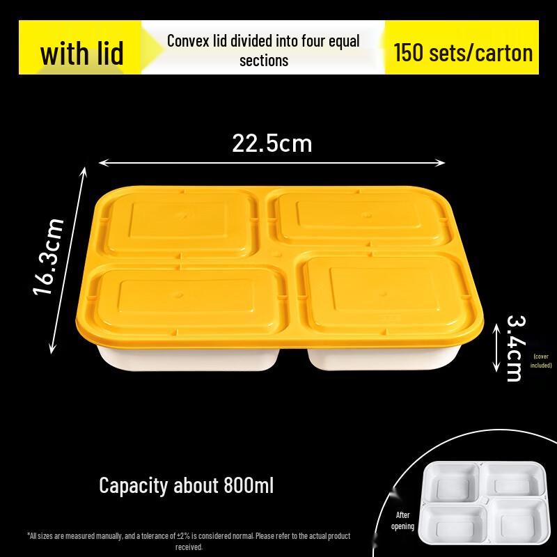 Morona Thickened Disposable 4-Compartment Bento Box with Domed Lid