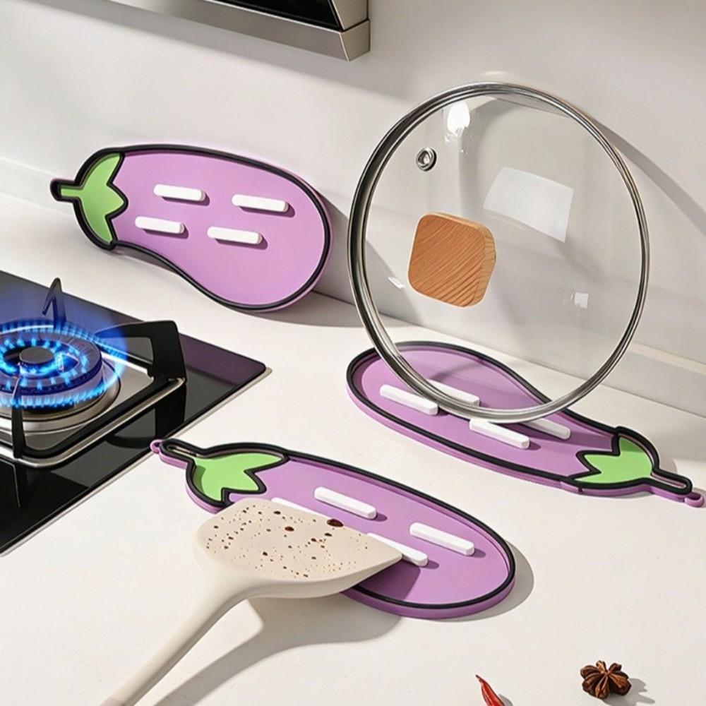 Drain Spatula Storage Mat Soft Rubber Heat Insulation Pad Durable Pot Lid Mat  Kitchen Use