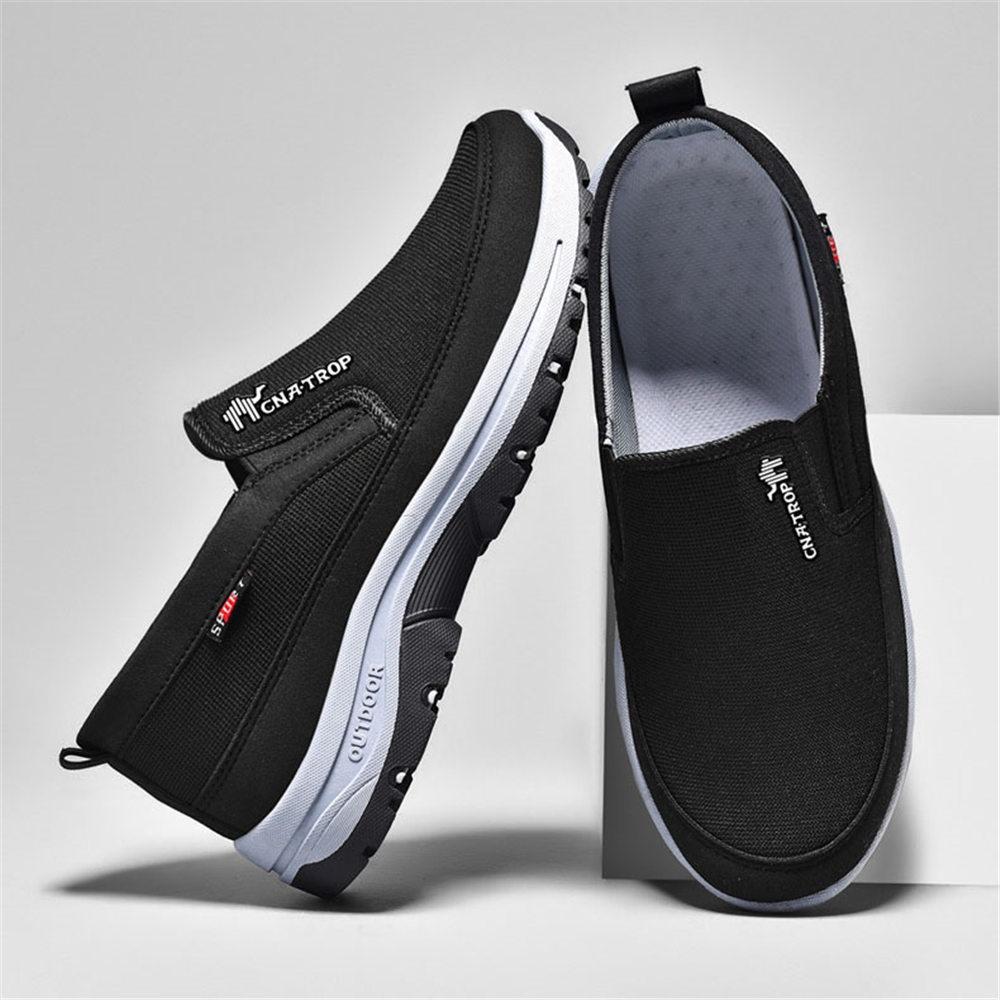 Men's Arch Support Slip-On Canvas Loafers Outdoor Casual Anti-slip Orthopedic Shoes Flat Walking Boat Shoes