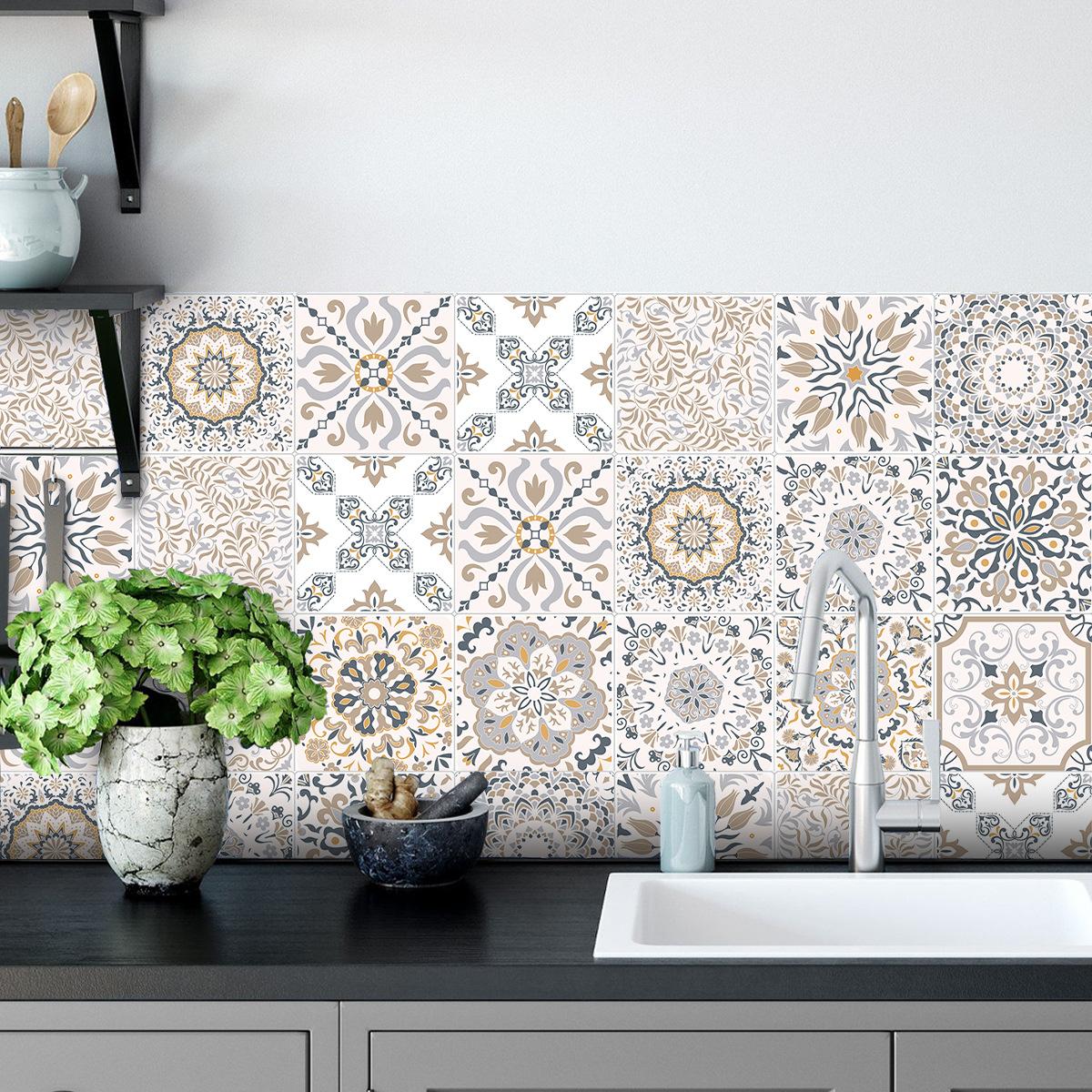 

Самоклеящаяся наклейка на стену Кухня и ванная комната Водонепроницаемые обои Кухонная маслостойкая наклейка Самоклеящаяся наклейка на плитку в средиземноморском стиле 30X120cm * 1 roll