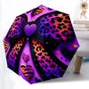 1pc Leopard Print Hearts Automatic Open/Close Umbrella Compact Folding Umbrella, All-Season Portable Umbrella for Women/Men F1124244