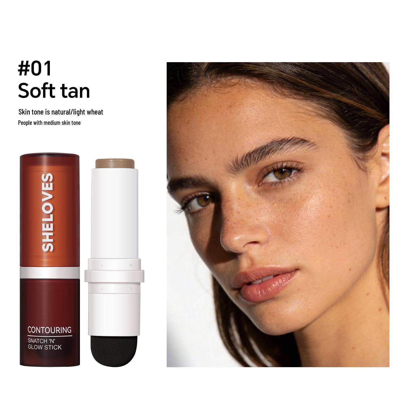 Double-Ended Stereo Light-Sensing Contour Stick: Waterproof & Sweatproof Nose Shadow with Smudger