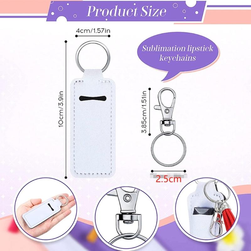 72Pcs Keychains Set Includes 24Pcs Lobster Clasp 24Pcs White Lip Holder Keychains With Keyrings 24Pcs Tassel Pendants