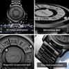 OPK 8181 Quartz Watches For Man Fashion Suspended Magnetic Beads Black Tech Mirrorless Dial Original Men's Watches